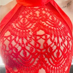 A Angel Biba red-orange Asymmetrical unique dress.